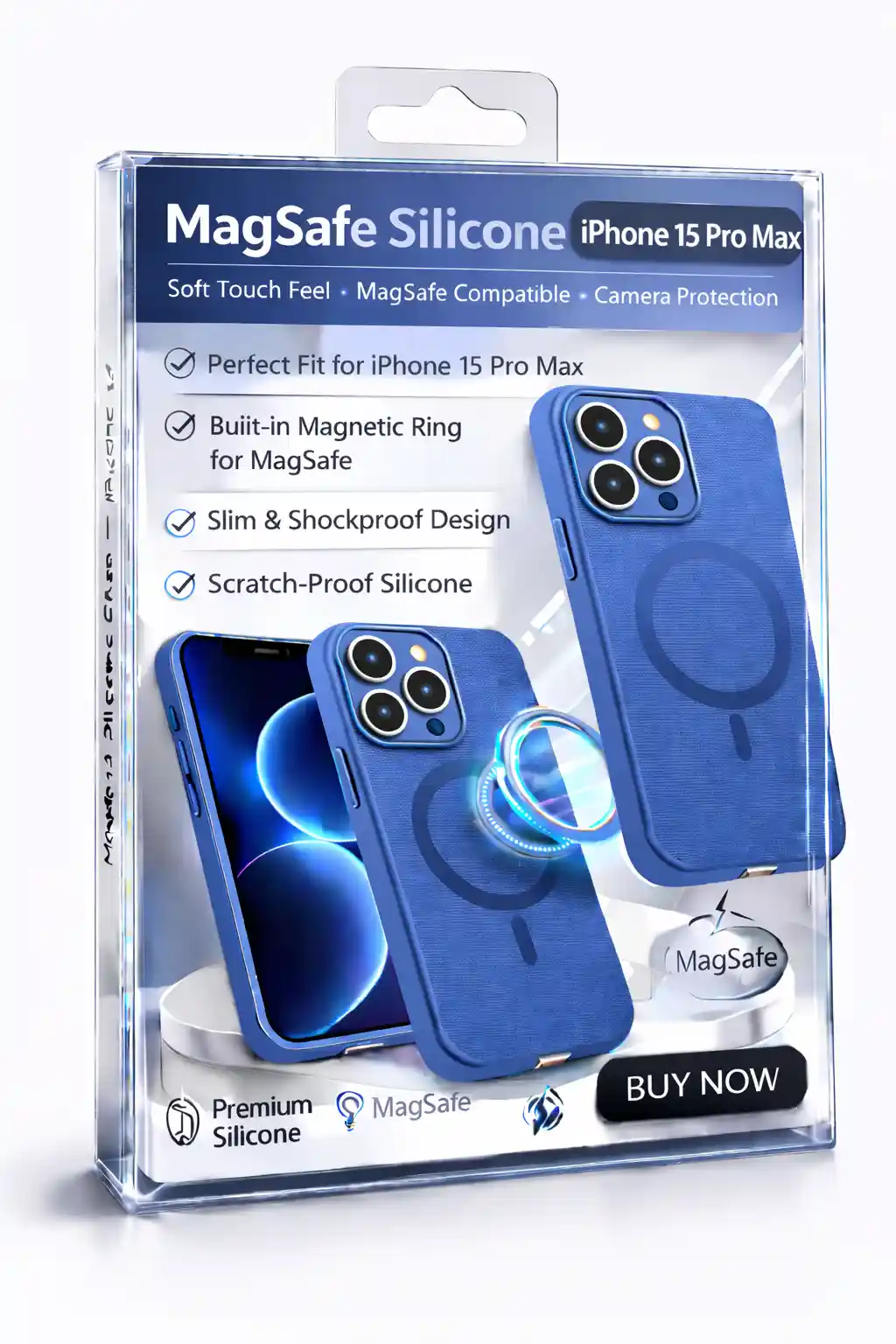MagSafe Silicone Case  For iPhone 15 Pro Max Blue