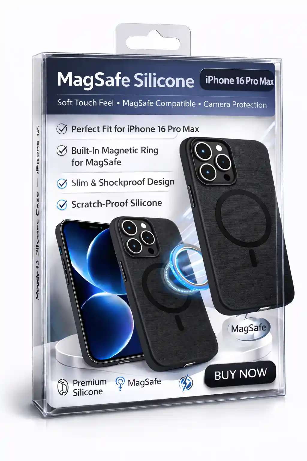 MagSafe Silicone Case For iPhone 16 Pro Max Black