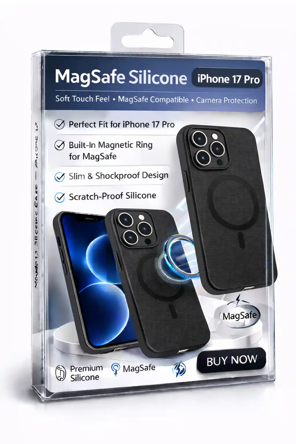 MagSafe Silicone Case For iPhone 17 Pro Black