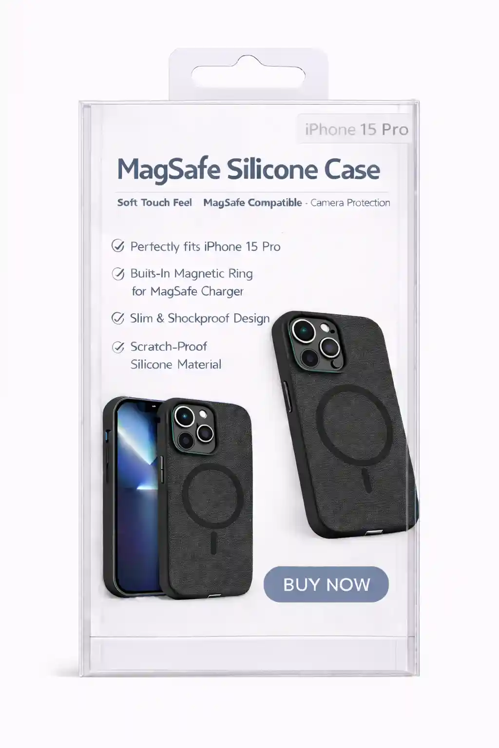 MagSafe Silicone Case For iPhone 15 Pro Black