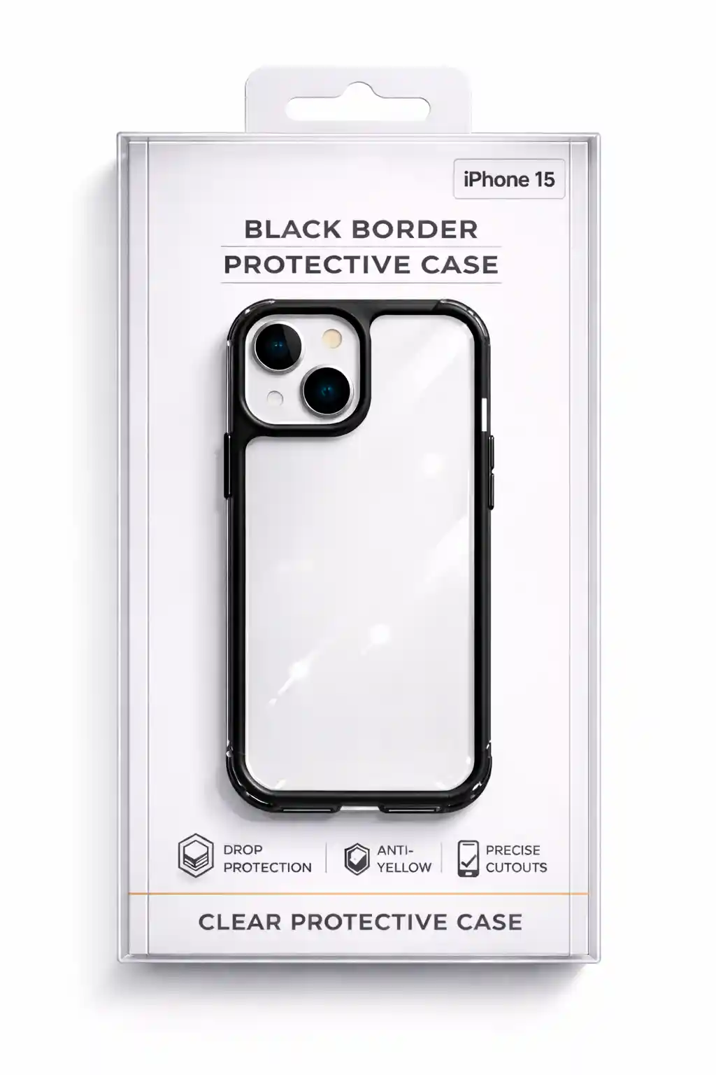 Black Border Protective Case For iPhone 15